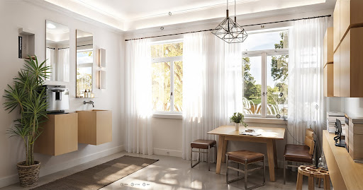 interior designs, wall profiles, interior spaces, curved walls, straight walls
